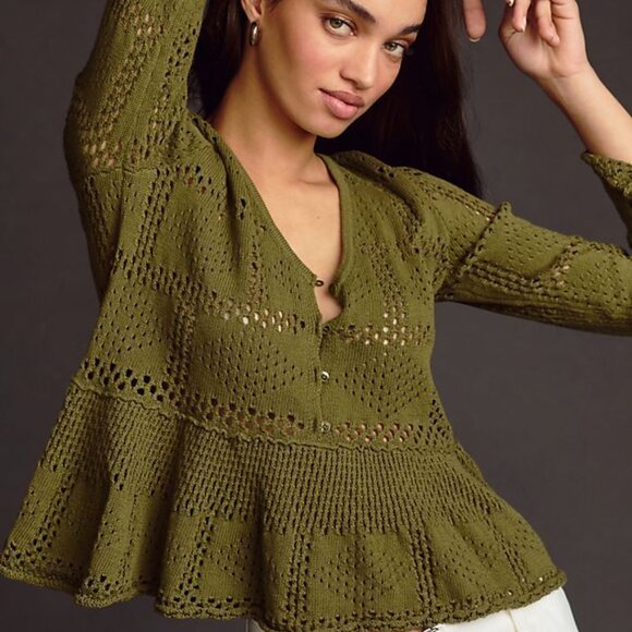 Anthropologie Sweaters - Anthropologie Olive Green Sweater